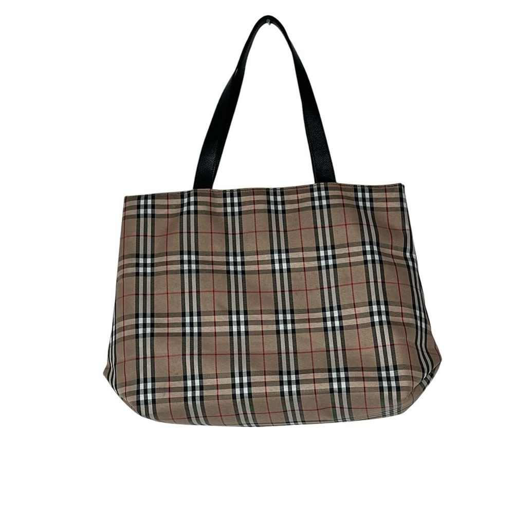 Authentic BURBERRY Nova Check Shoulder Tote Bag Canvas Leather Beige - Picture 2 of 12